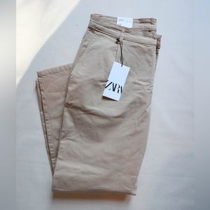 NEW Zara Pleated Chino Pants | Taupe Brown |  (size 32)